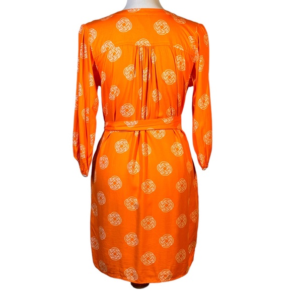 Escapada Orange & White Tie Waist Dress Sz S - Picture 2 of 10